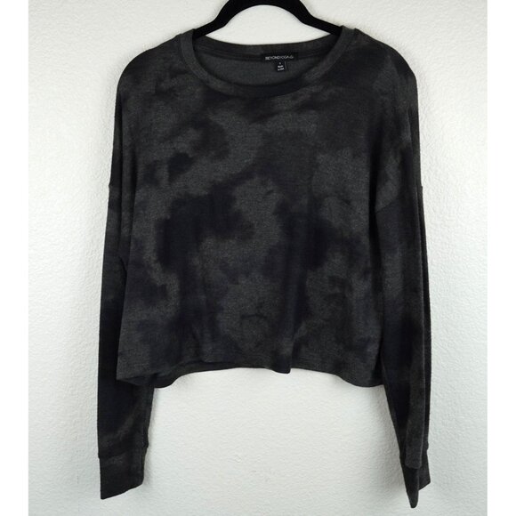 Beyond Yoga Black Tie-Dye Cropped Pullover Sweatshirt Size S‎ - Picture 1 of 5